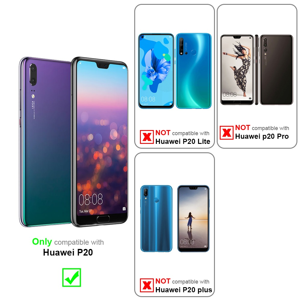 Drei Telefone. Eines kompatibel mit Huawei P20. Andere nicht kompatibel mit Huawei P20 Lite und P20 Pro/Plus.