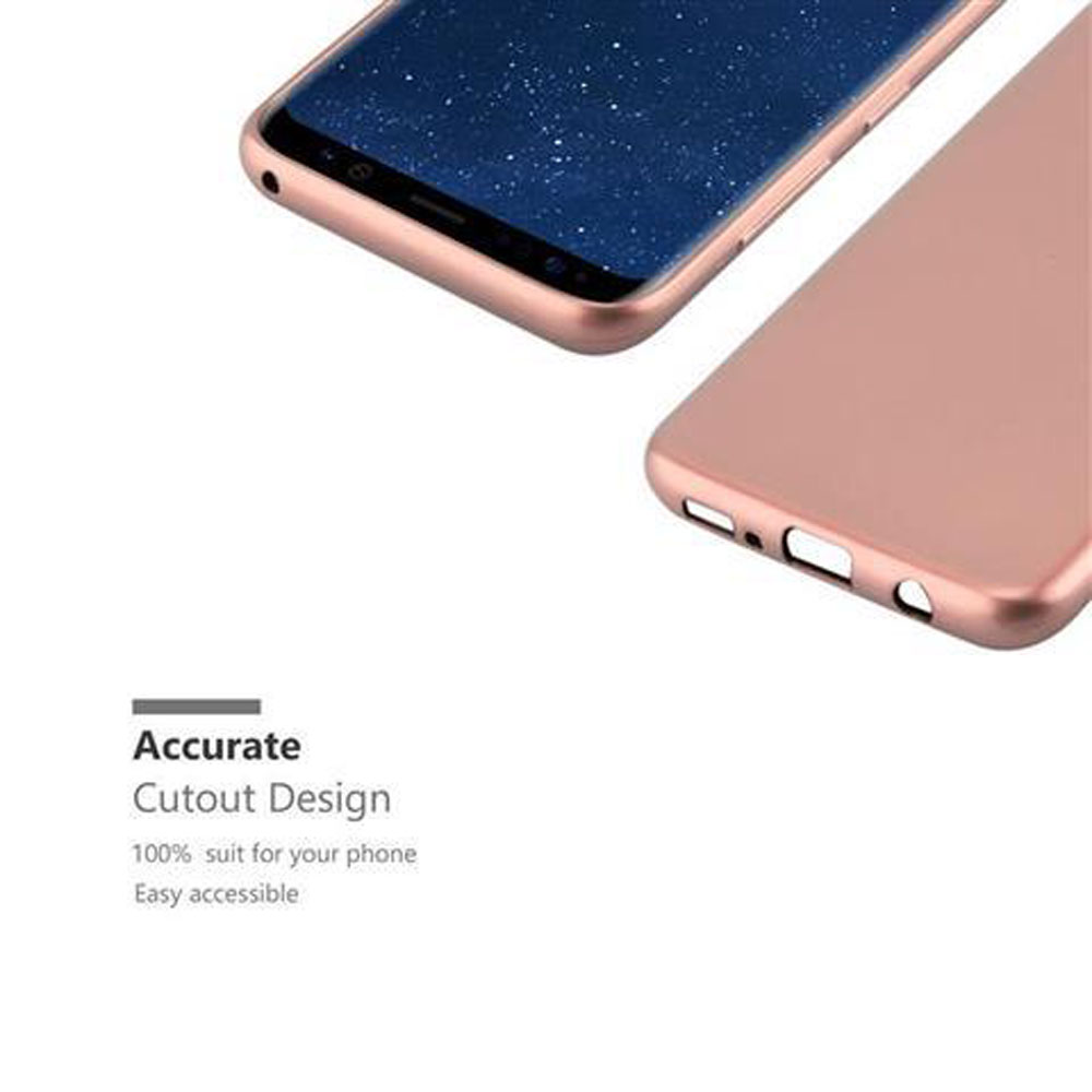 Due custodie per telefono oro rosa. Testo: Design con ritaglio preciso, adatto al 100% al tuo telefono.