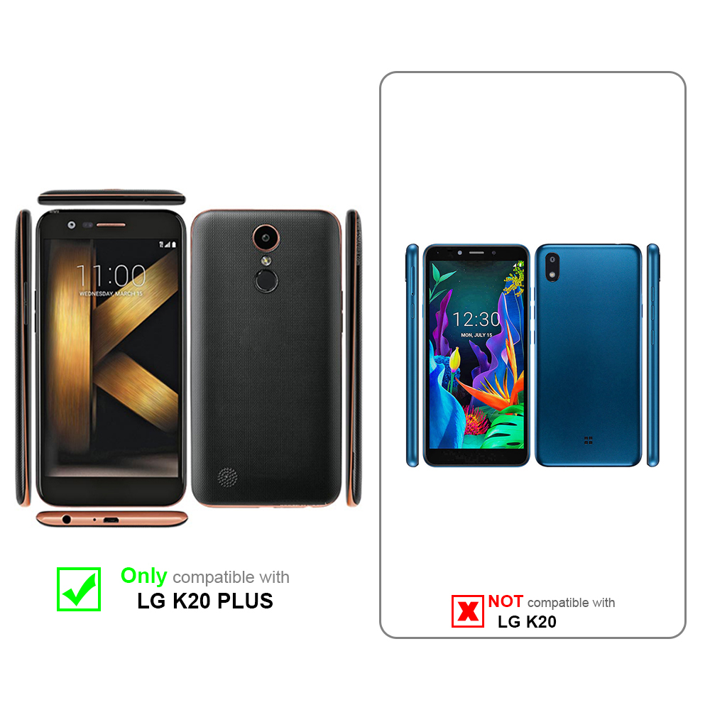 Confronto di due telefoni LG. Uno è compatibile con LG K20 PLUS, l'altro no con LG K20.