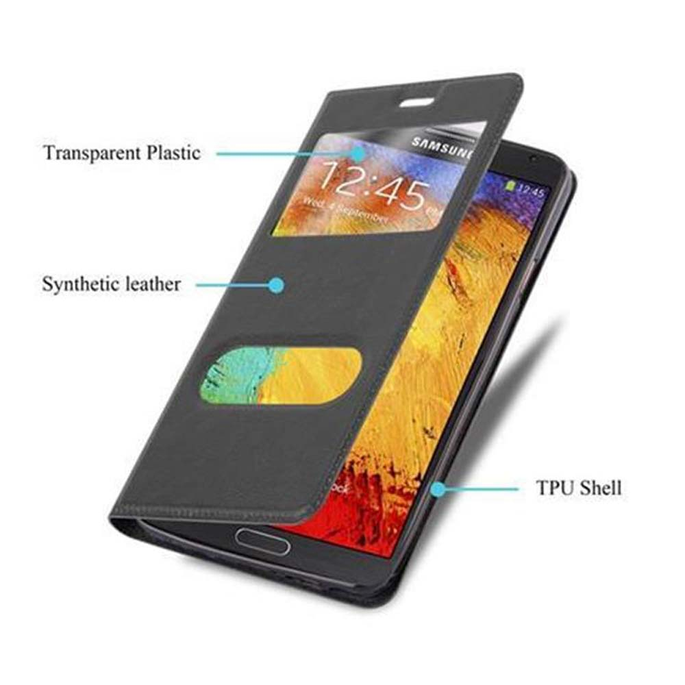 Funda de teléfono abierta con teléfono dentro. Muestra la hora 12:45 y 'Wed 4 September'.