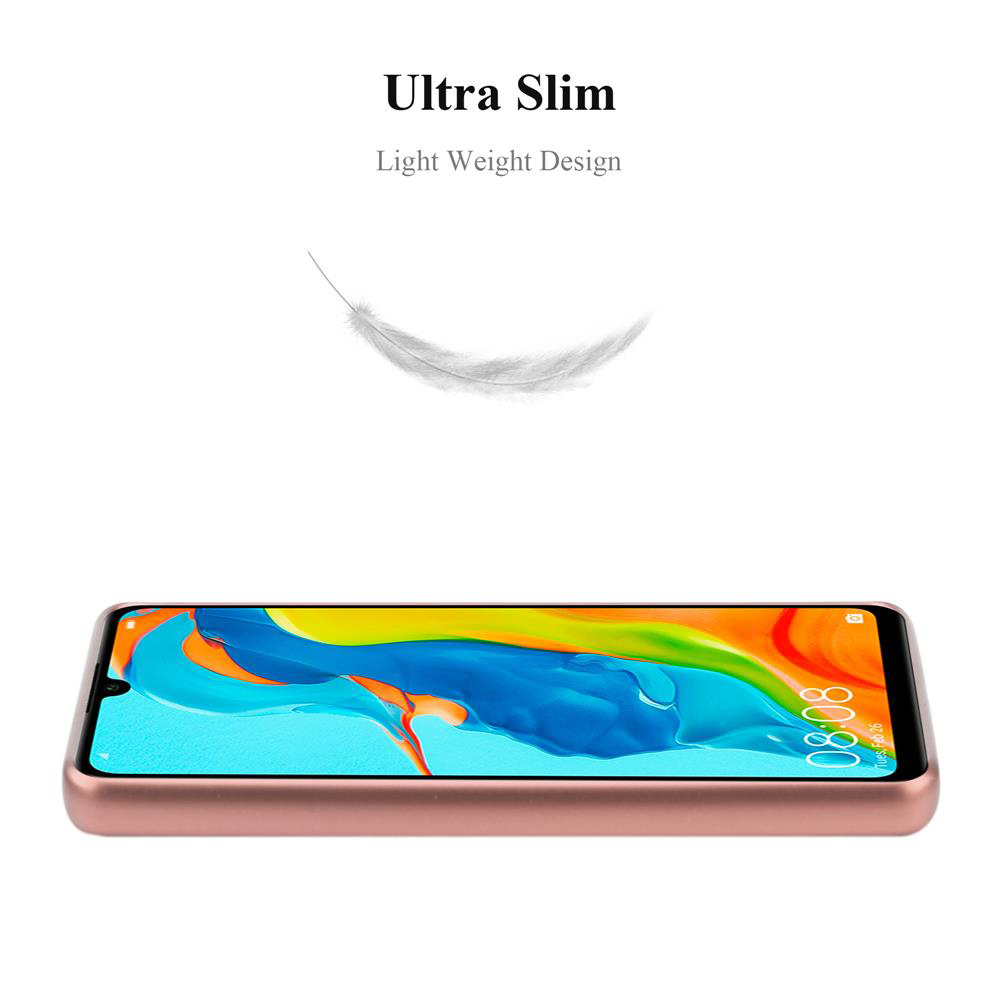 Custodia rosa su sfondo bianco. Testo: Ultra Slim. Grafica di piuma.