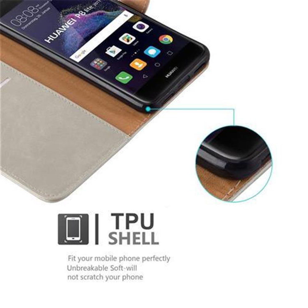 Telefon in einer Hülle, mit TPU-Schale und weißem Hintergrund. Der Bildschirm ist eingeschaltet, auf einem Tisch.