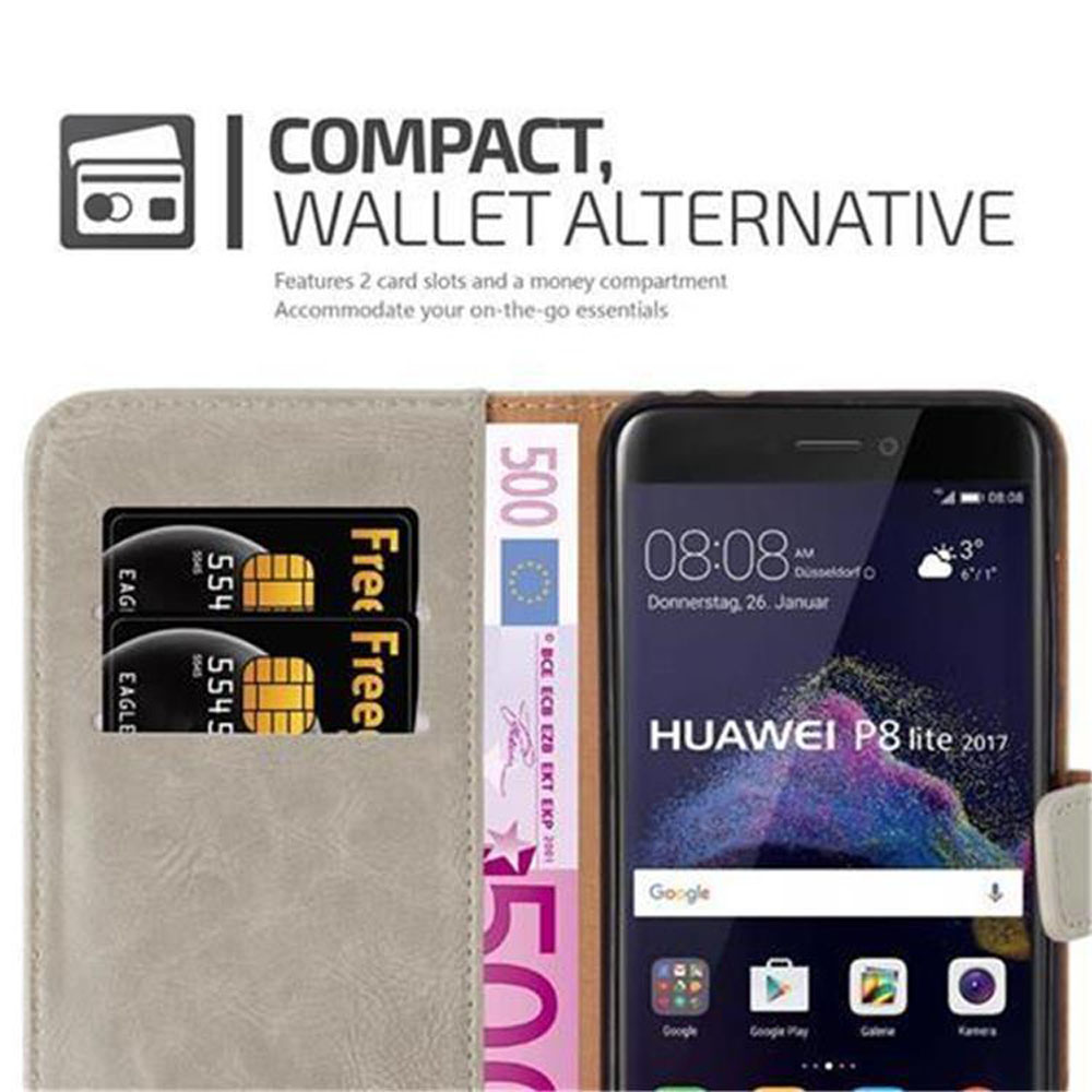 Handyhülle mit Karten und Geld. Telefon zeigt Zeit und Datum.