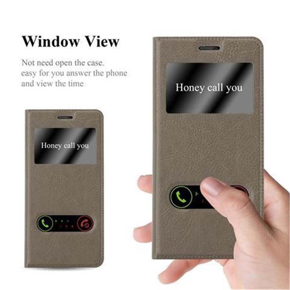 Custodia per telefono con vista finestra, che mostra lo schermo del telefono con le parole 'Honey call you'.