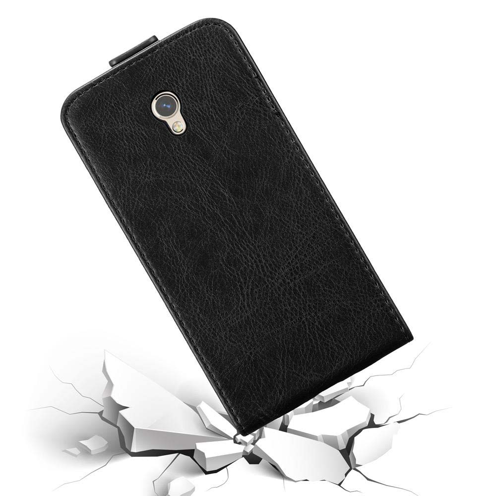 Funda de teléfono negra con fondo blanco agrietado.