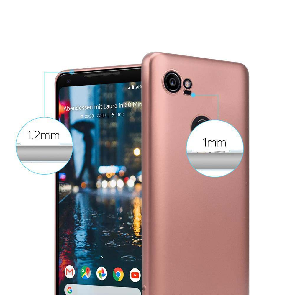 Custodia rosa per telefono, con un telefono all'interno. La custodia è rosa, il telefono è nero. Misure di 1,2 mm e 1 mm.