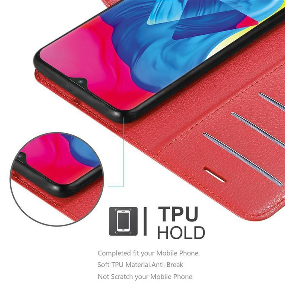 Rote Handyhülle mit Telefon darin, Nahaufnahme des TPU-Halte-Designs.