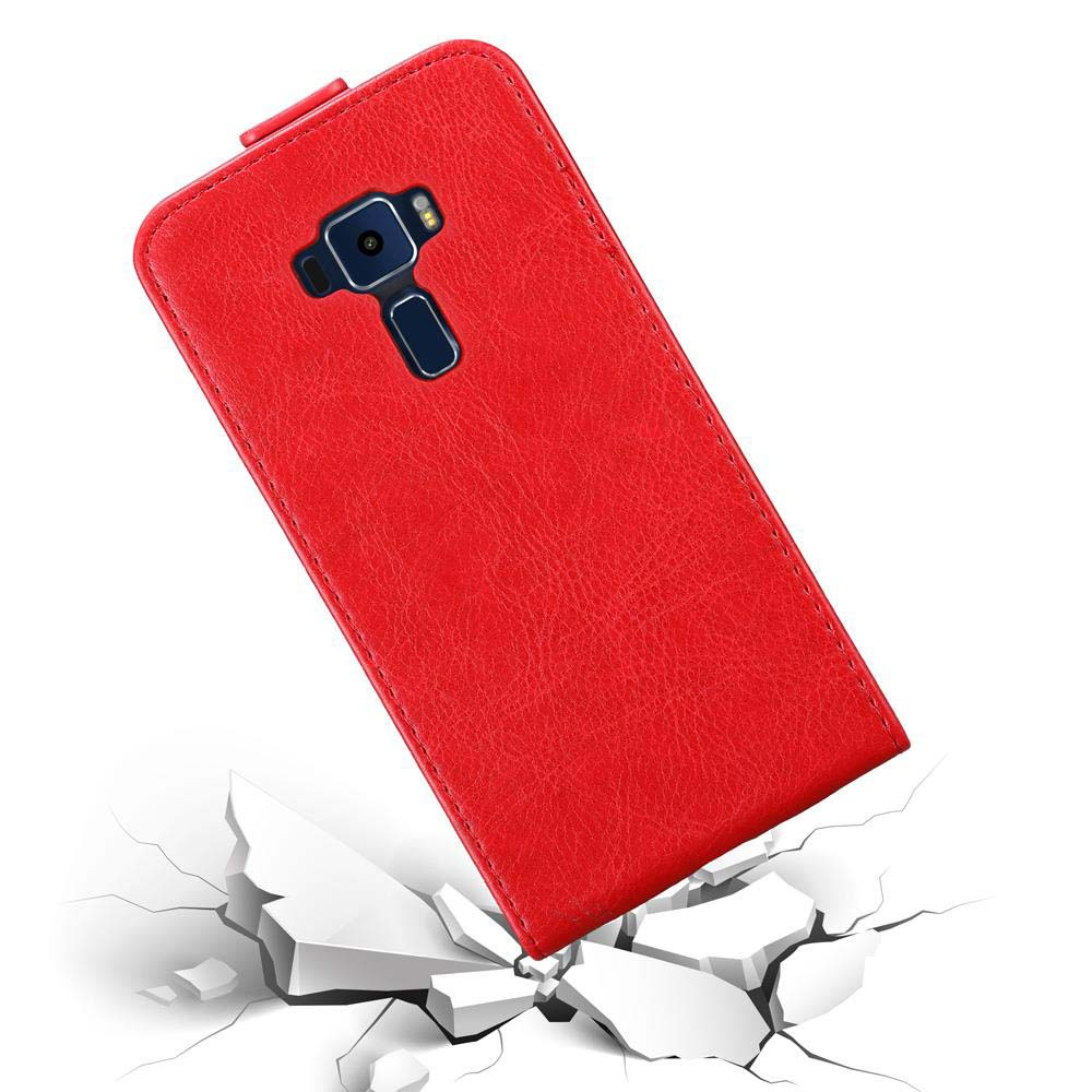 Custodia per telefono rossa che cade con terreno rotto sotto.