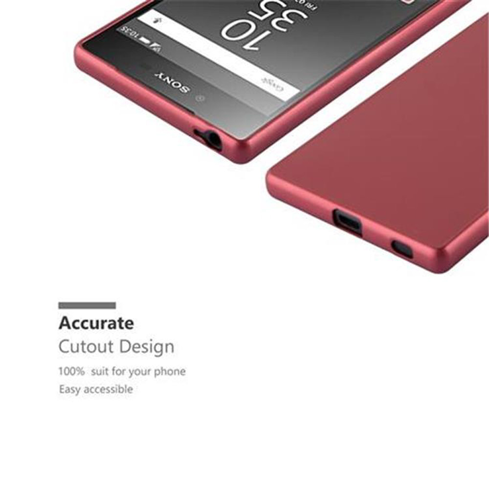 Eine rote Handyhülle mit einem Telefon darin. Die Hülle ist offen und zeigt den Bildschirm des Telefons.