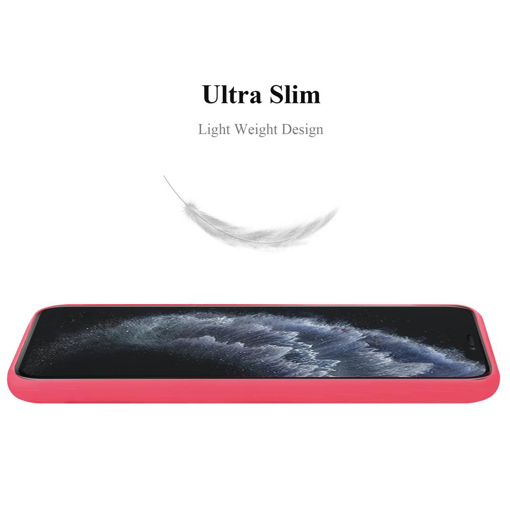 Ein Telefon in einer rosa Hülle. Die Hülle ist geöffnet. Der Hintergrund ist weiß mit Text zum Produkt.