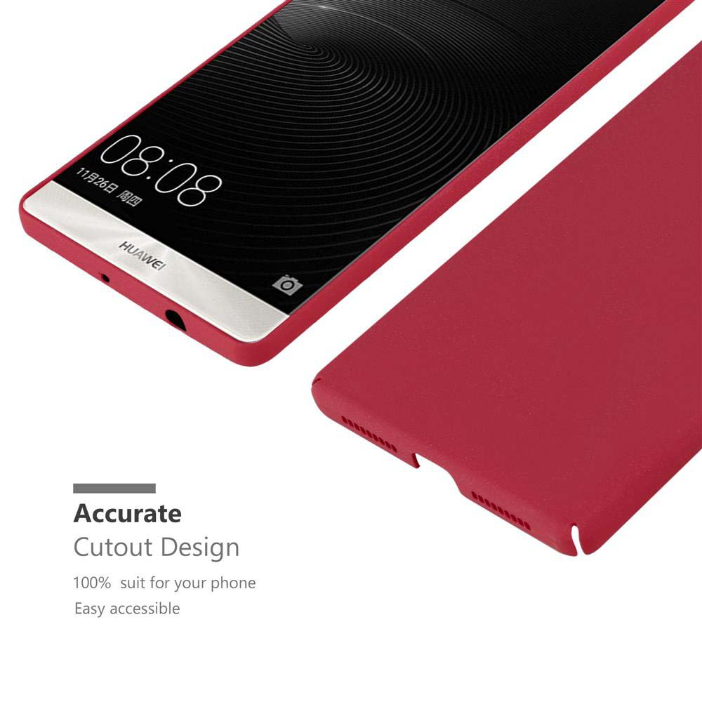 Eine rote Handyhülle und das Telefon. Das Telefon zeigt die Uhrzeit an. Die Hülle ist rot.