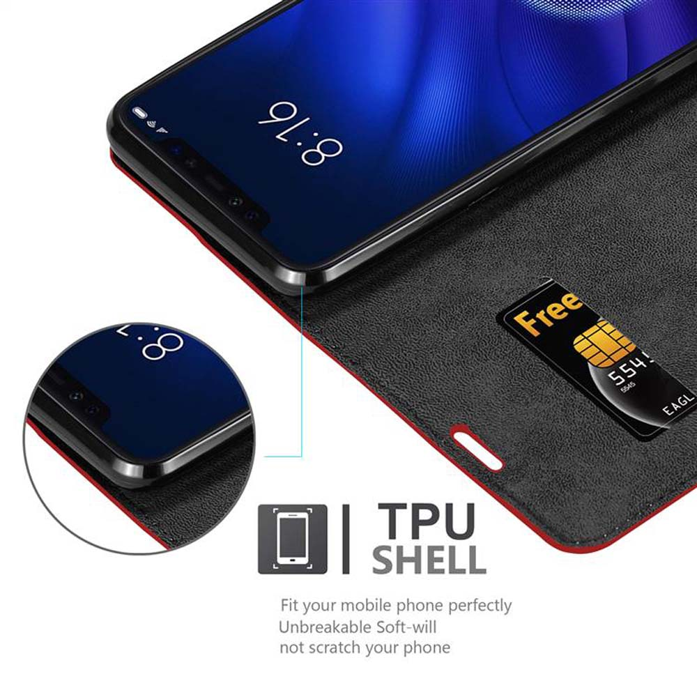 Ein Telefon mit schwarzer Hülle, das eine Karte zeigt. Der Text unten lautet 'TPU SHELL'.