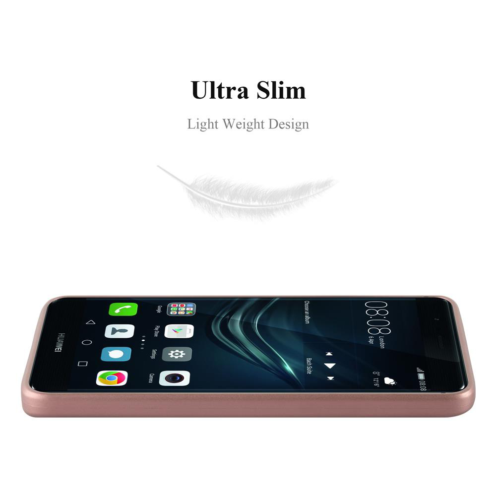 Una custodia per telefono con un telefono all'interno. Il telefono è oro rosa. Il testo recita 'Ultra Slim' e 'Light Weight Design'.