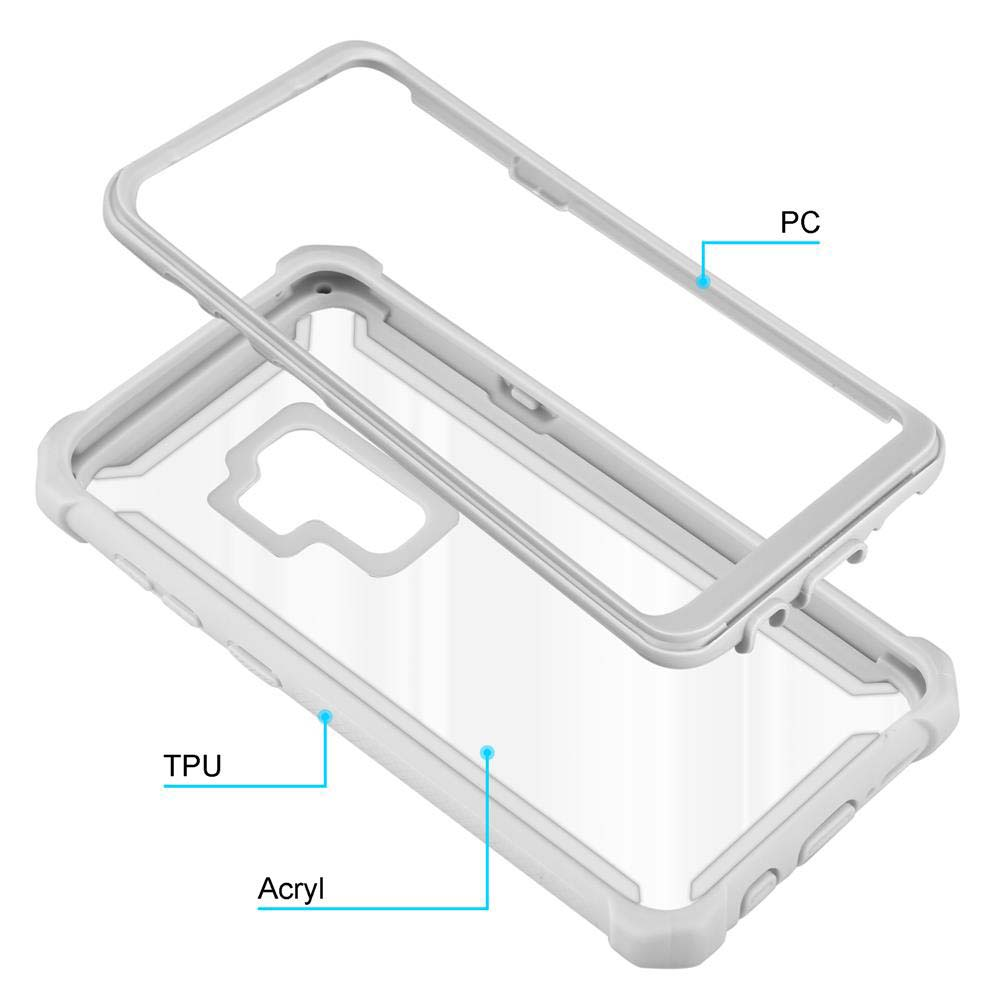 Transparente Handyhülle. Zeigt die Schichten: PC, TPU und Acryl. Detailansicht.