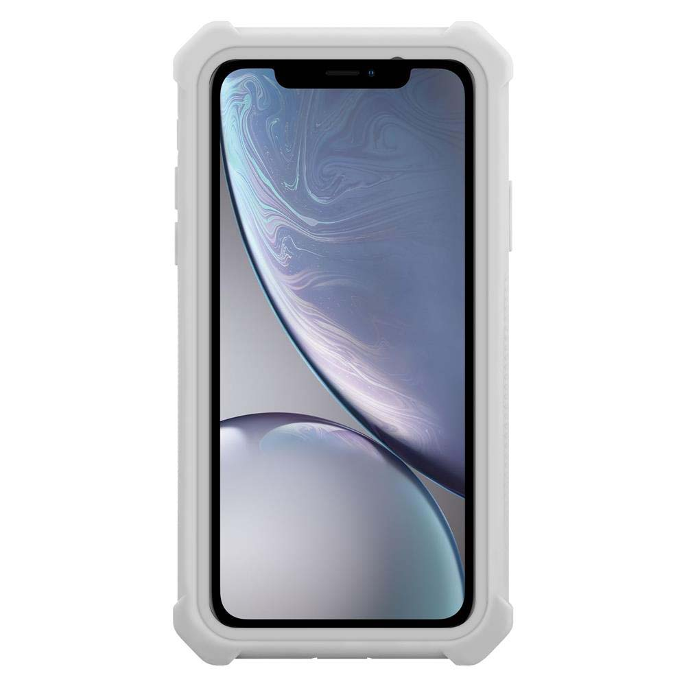 Custodia per telefono bianca con cornice bianca, protegge lo schermo.