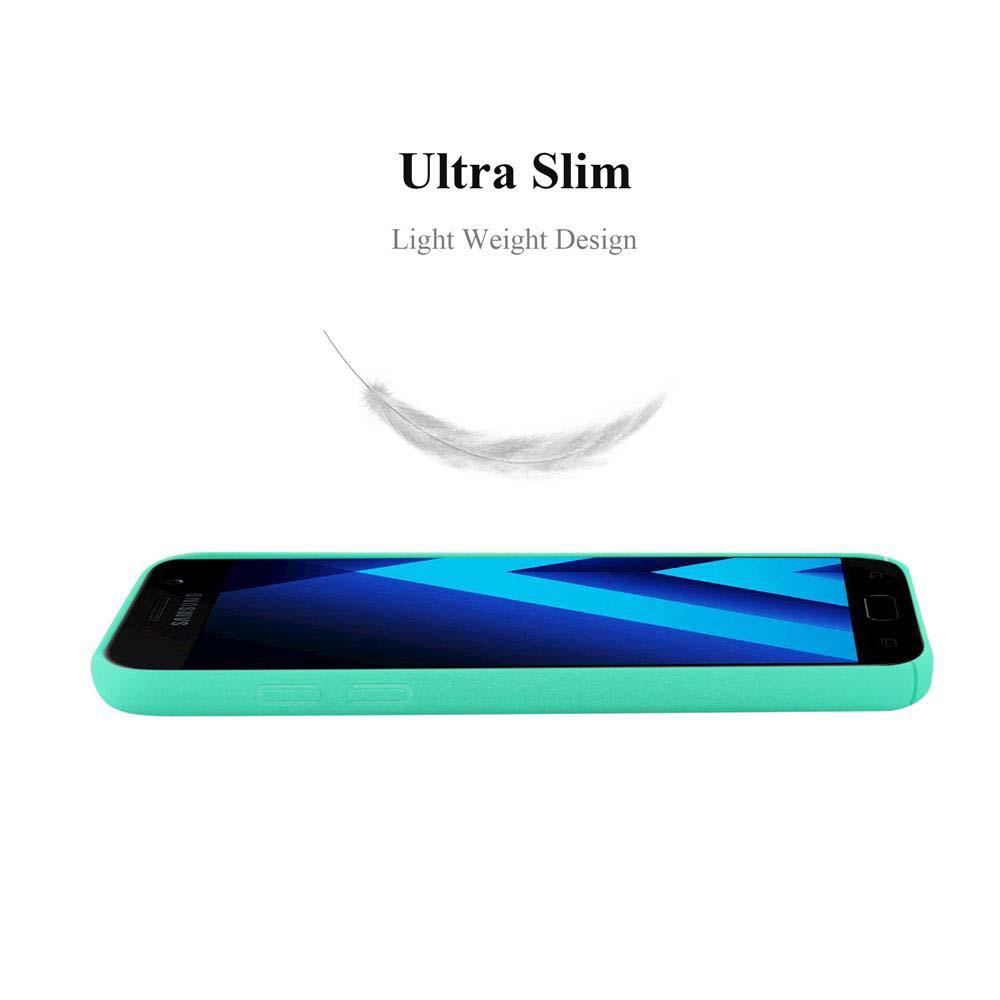Ein Telefon in einem grünen Gehäuse, mit einer Federgrafik darüber.