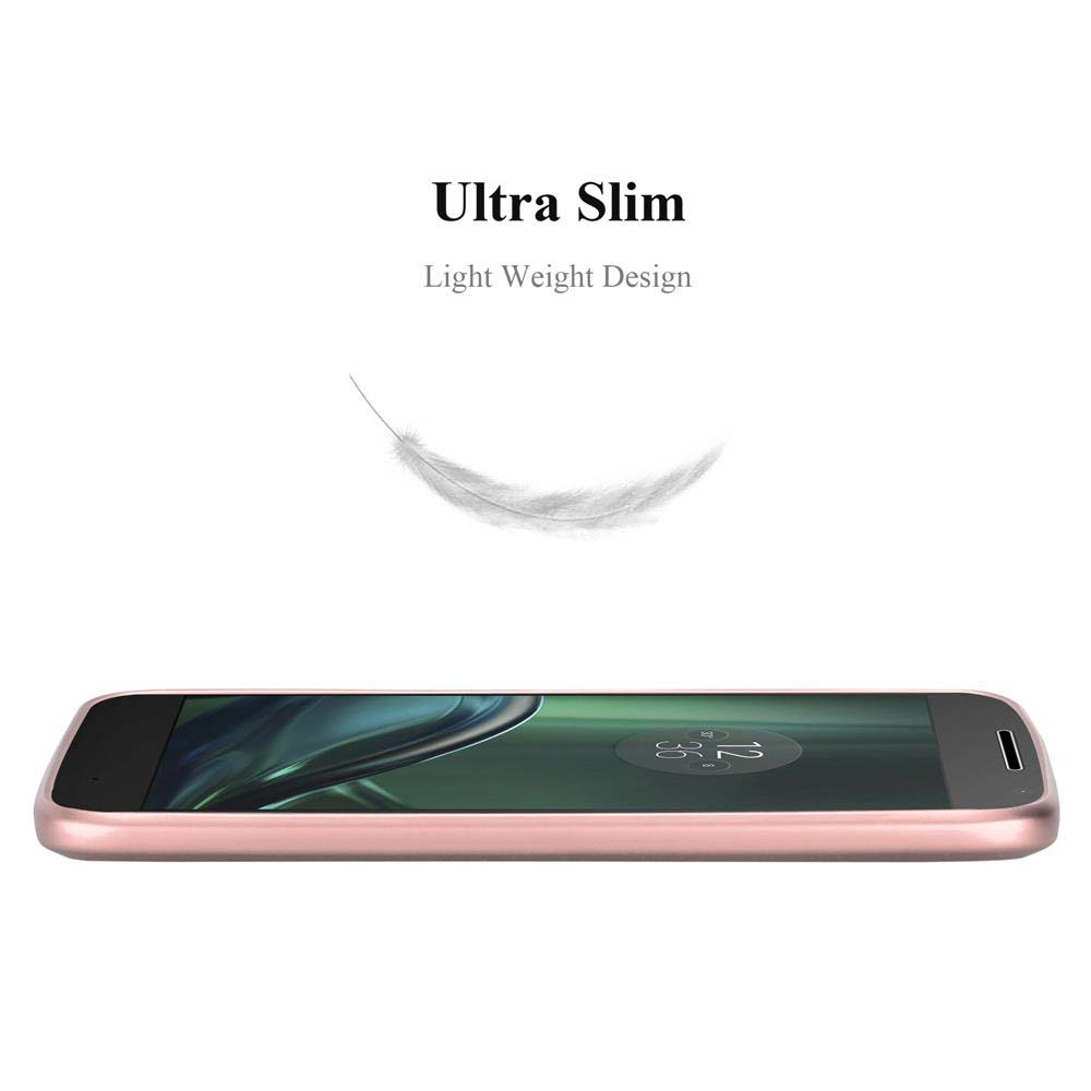 Funda rosa para teléfono con pluma. Texto: Ultra Slim, Diseño ligero.