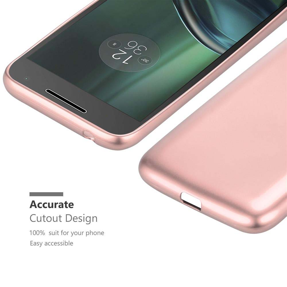 Funda de teléfono rosa con teléfono, pantalla visible. Texto: 'Accurate Cutout Design'.
