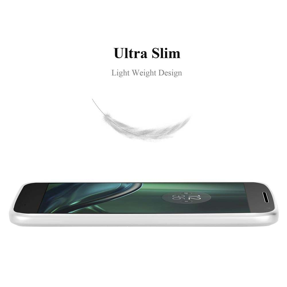 Un teléfono con una funda, mostrando una pluma flotando cerca.