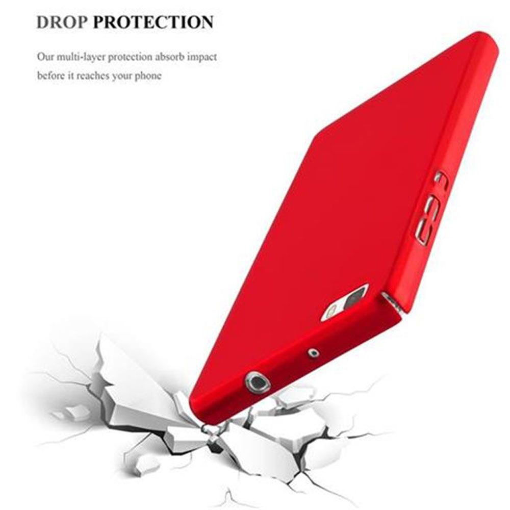 Funda de teléfono roja sobre un fondo blanco. La funda está en ángulo, con fondo blanco.