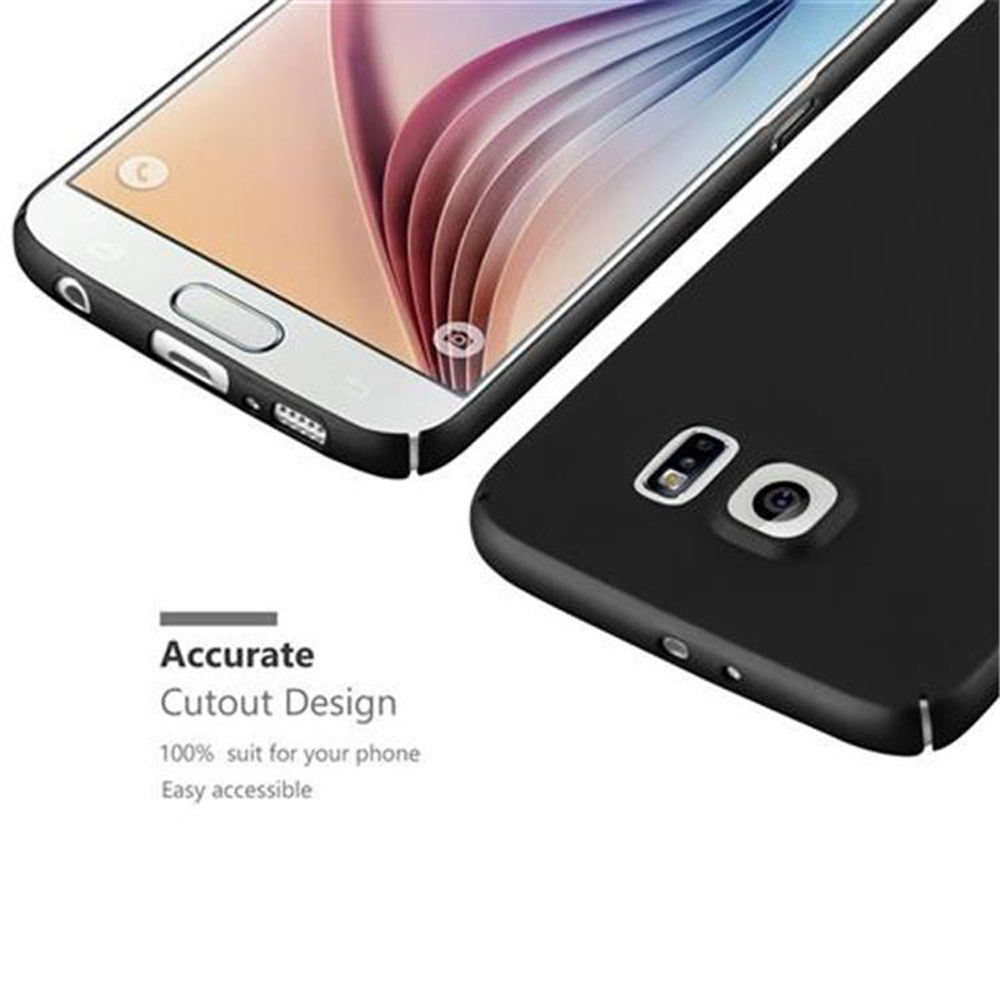 Eine schwarze Handyhülle mit einem weißen Telefon darin. Der Text lautet 'Accurate Cutout Design'.