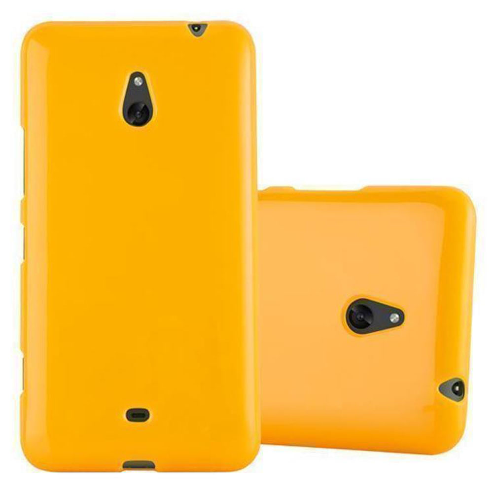 Deux étuis de téléphone jaunes. Un debout, un couché. Les deux ont des trous pour la caméra.