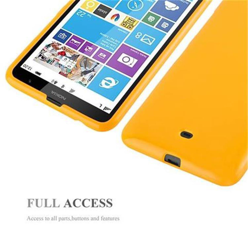 Deux coques de téléphone jaunes, une avec écran, l'autre au dos.