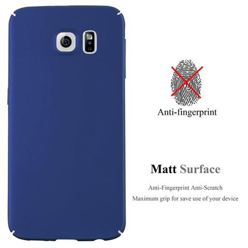 Custodia per telefono blu scuro. Testo e icona anti-impronte digitali. Testo superficie opaca.