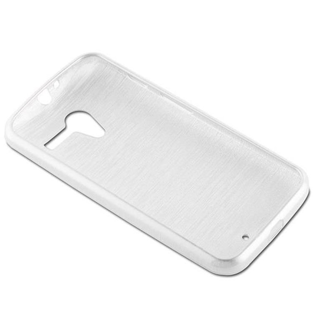 Custodia trasparente per telefono con foro per fotocamera e altri fori.