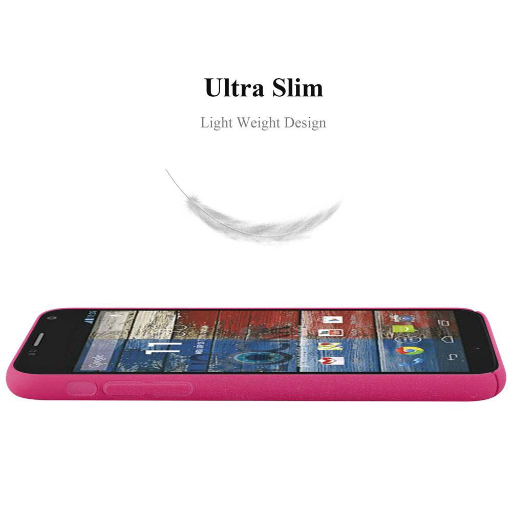 Un telefono di lato, con testo 'Ultra Slim' e un'illustrazione di una piuma, che mostra il design sottile del telefono.
