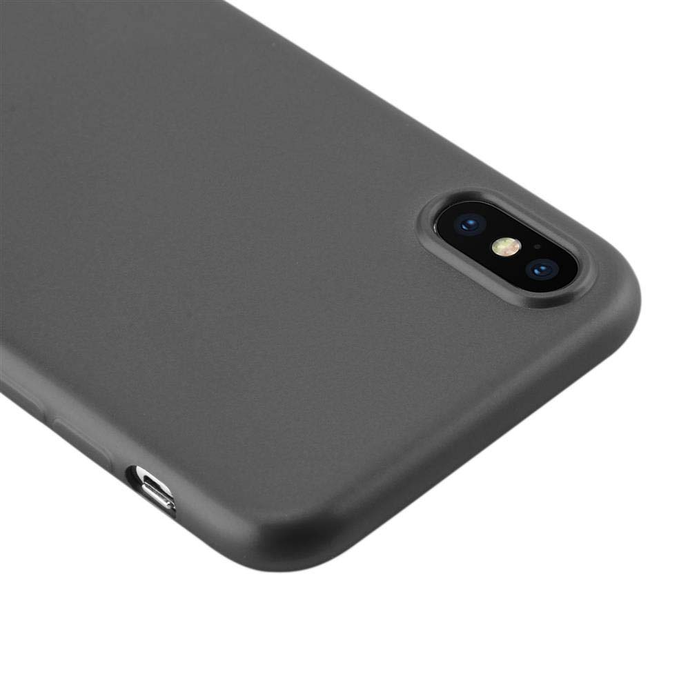 Ein Telefon in einem dunkelgrauen Gehäuse, das die Rückseite des Telefons mit der Kamera zeigt.