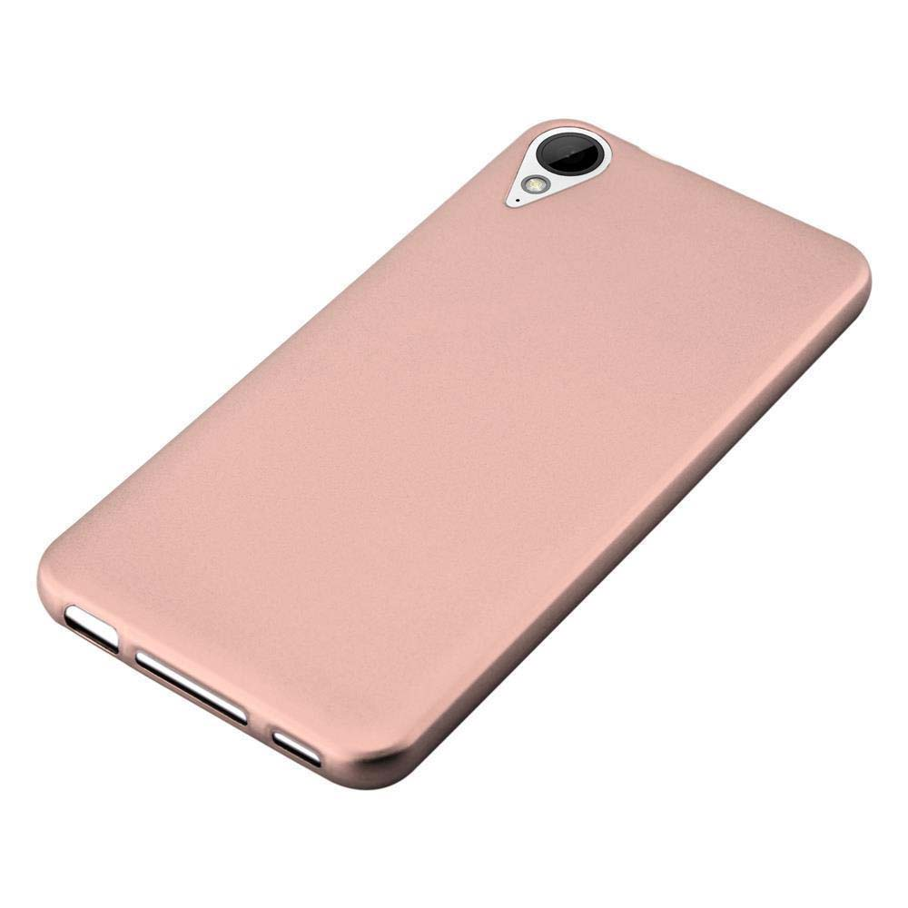 Una funda rosa, en ángulo sobre fondo blanco. Vista trasera de la funda.