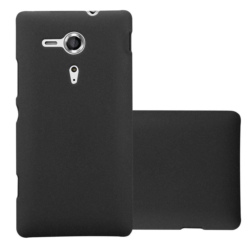 Dos fundas de teléfono negras. Una está vertical, la otra plana. Ambas son sencillas, con un recorte para la cámara.