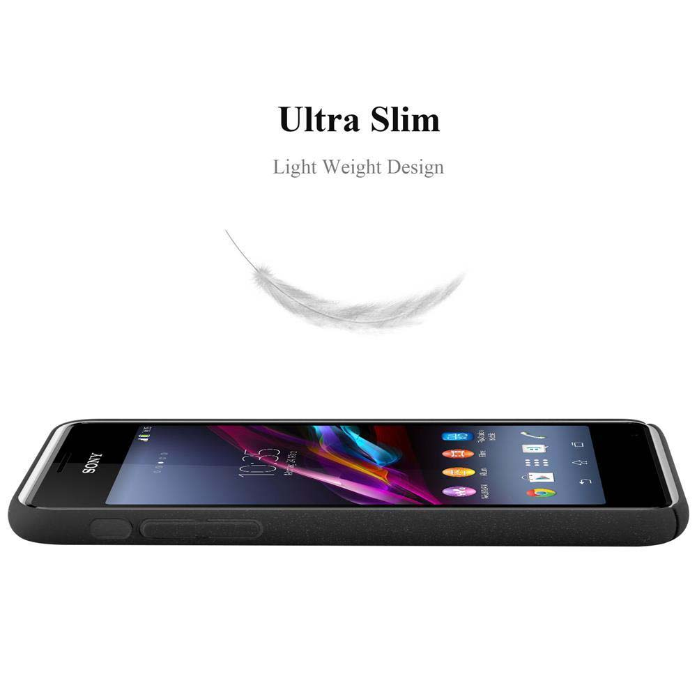 Teléfono negro en funda. Gráfico de pluma arriba. Texto: Ultra Delgado, Diseño Ligero.