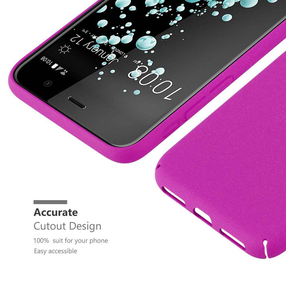 Rosa Handyhülle mit Telefon. Der Telefonbildschirm zeigt die Uhrzeit. Weißer Hintergrund. Text: 'Accurate Cutout Design'.