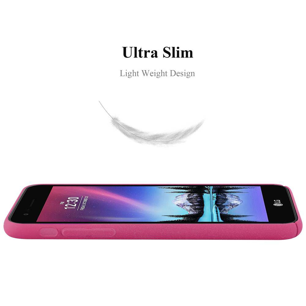 Custodia rosa con piuma. Testo: Ultra Slim, Design leggero.