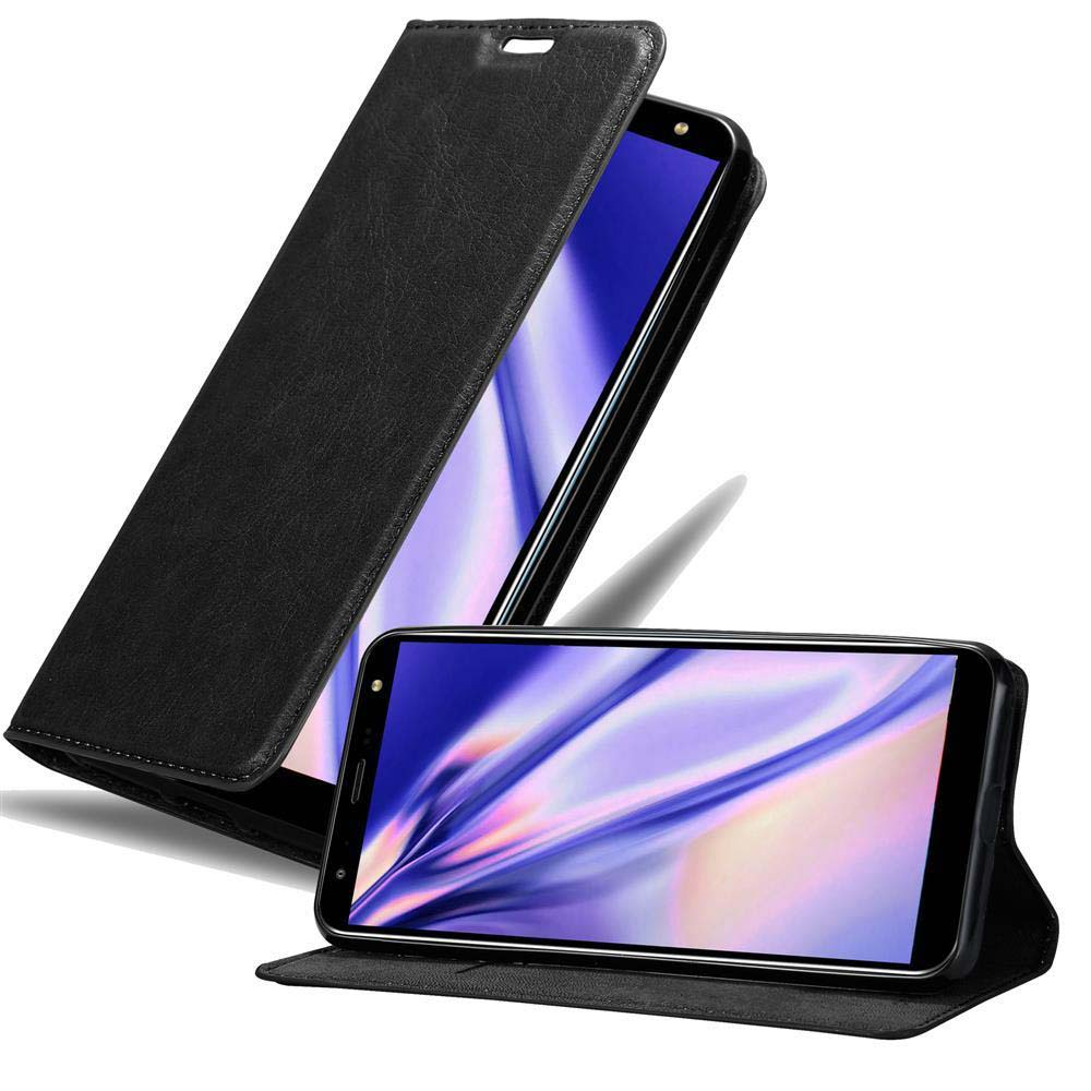 Ein schwarzes Telefon mit Hülle ist geöffnet und zeigt seinen Bildschirm. Ein weiteres Telefon.