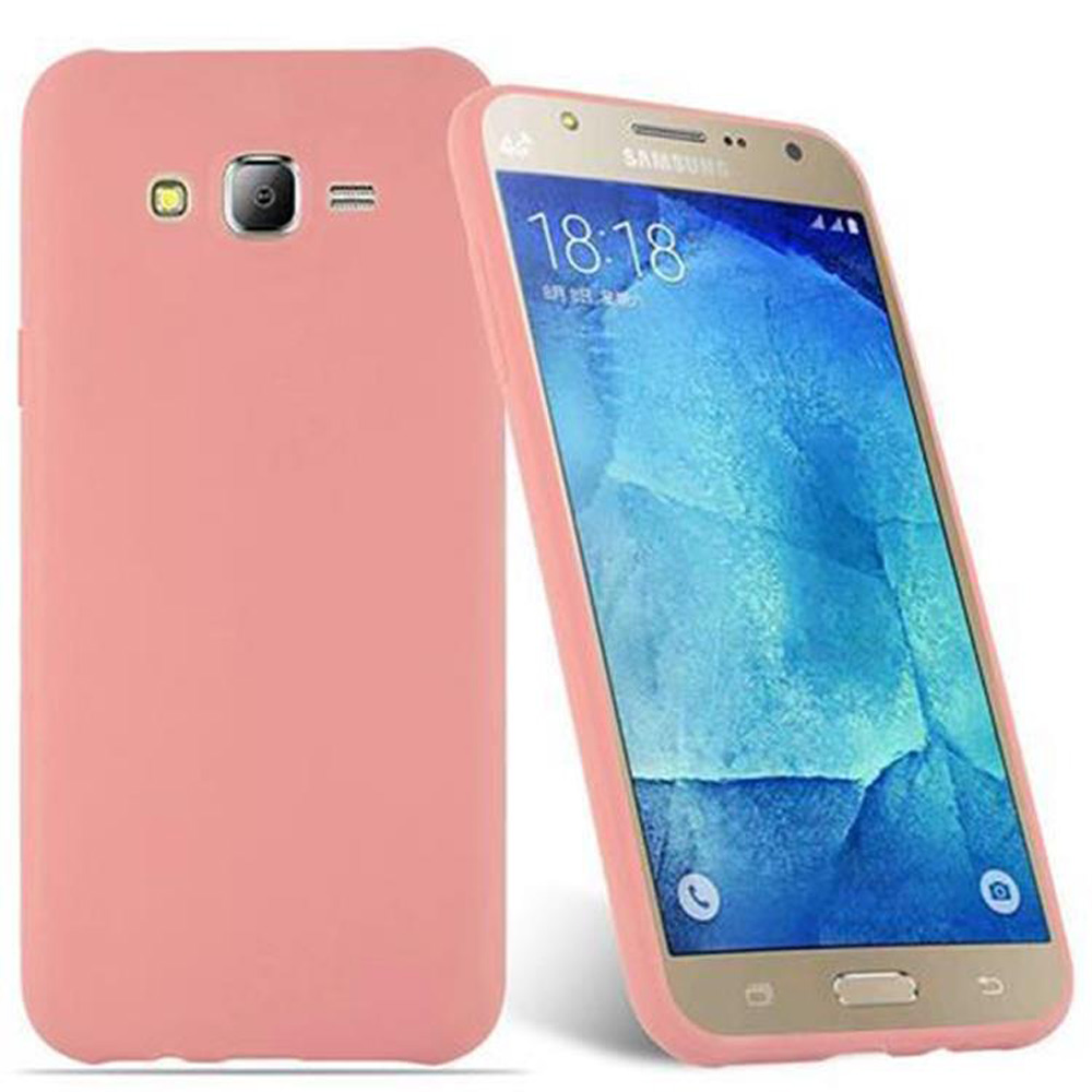 Telefono rosa con custodia rosa, accanto allo stesso telefono senza custodia.
