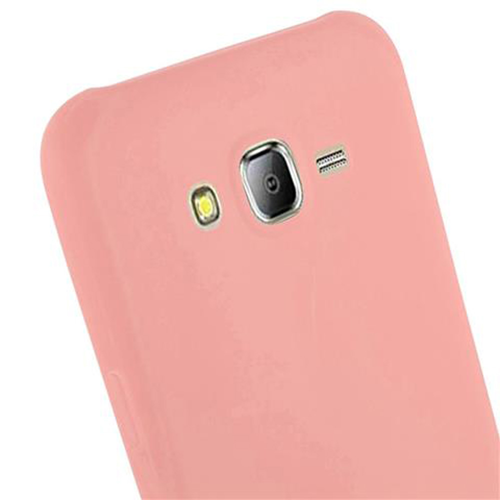 Retro di un telefono rosa che mostra fotocamera e flash.