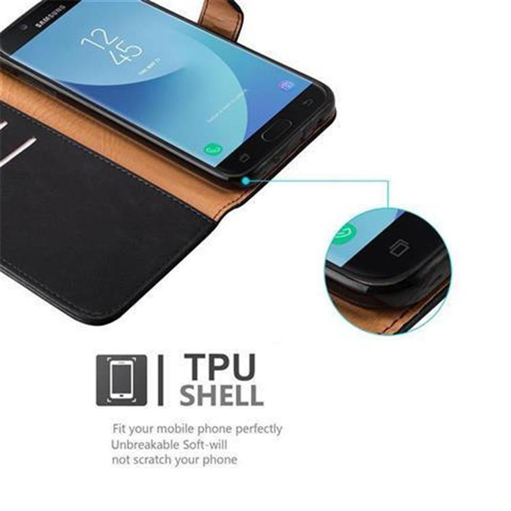 Telefon in einer Hülle mit Nahaufnahme. Das Telefon zeigt die Uhrzeit, ein Samsung-Logo und einen Teilausschnitt.