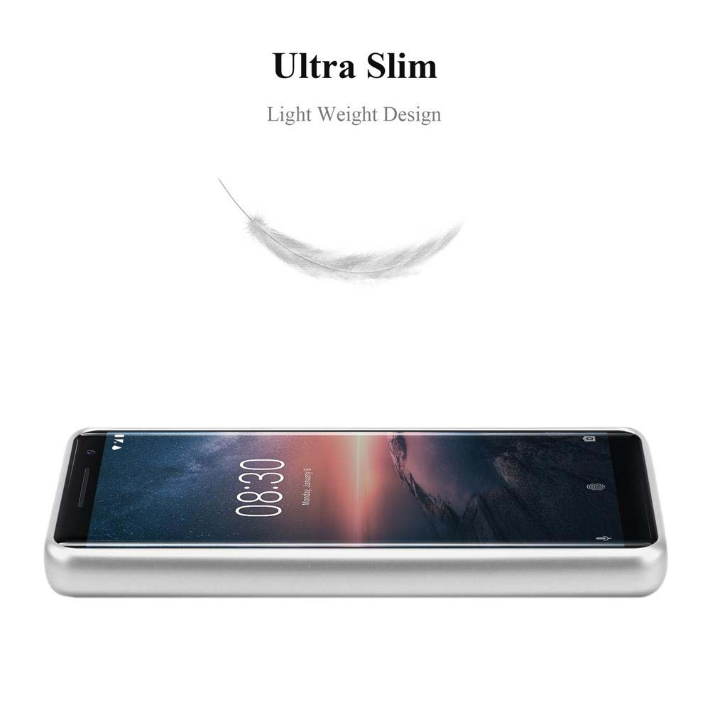 Smartphone mit Hülle und Federgrafik. Text lautet Ultra Slim und Light Weight Design.
