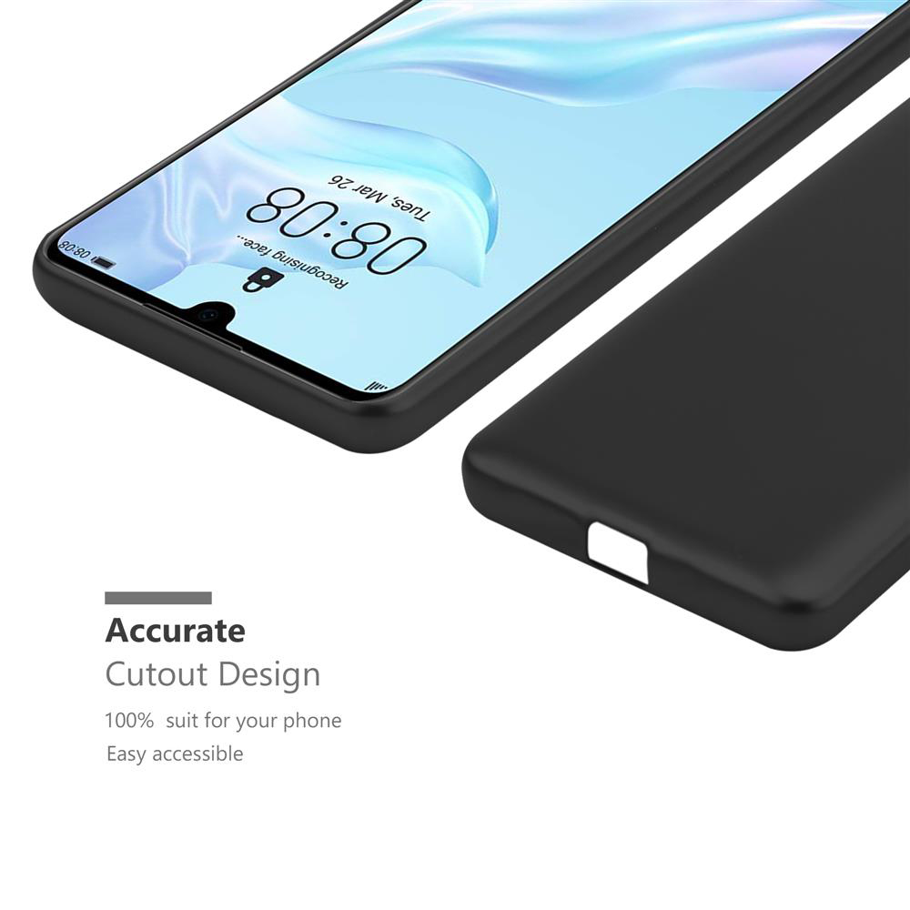 Telefono nero con custodia, che mostra l'ora 08:08. Testo: Design di ritaglio accurato, adatto al 100% al tuo telefono. Sfondo bianco.