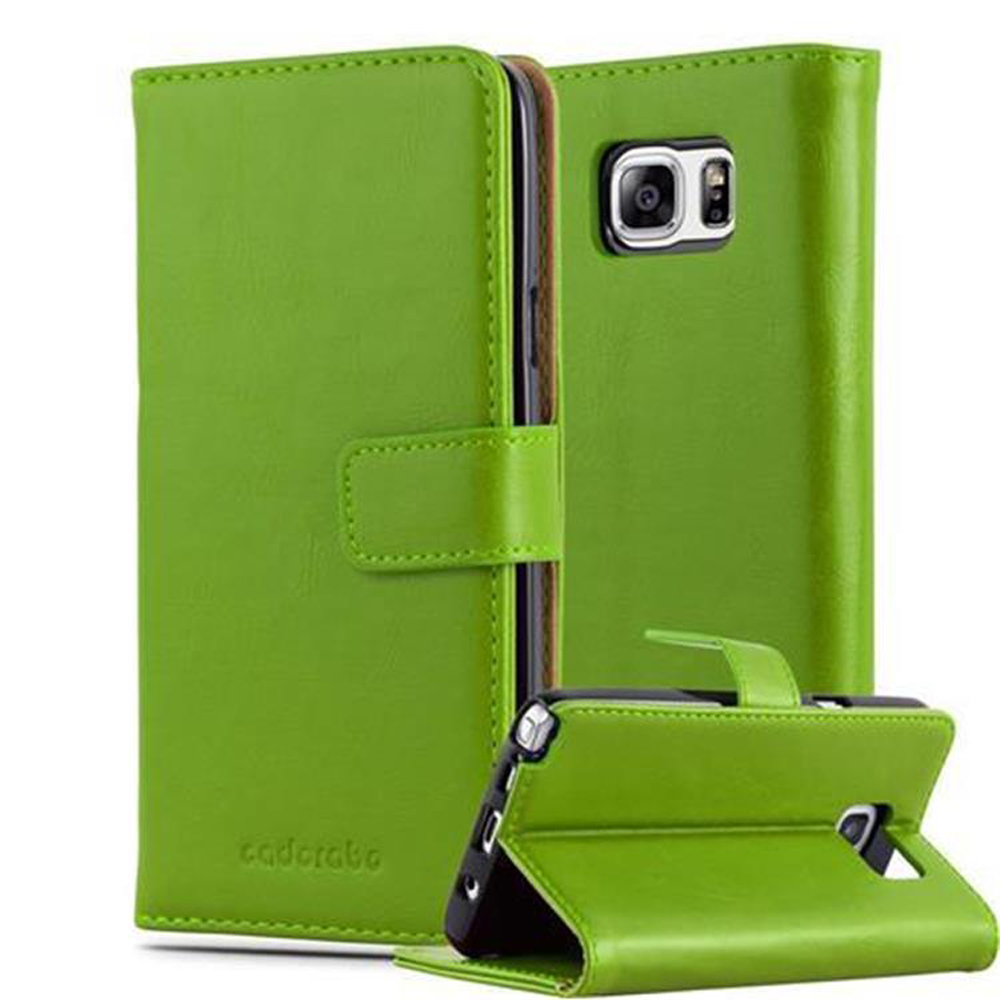 Funda verde para teléfono con soporte y un teléfono.