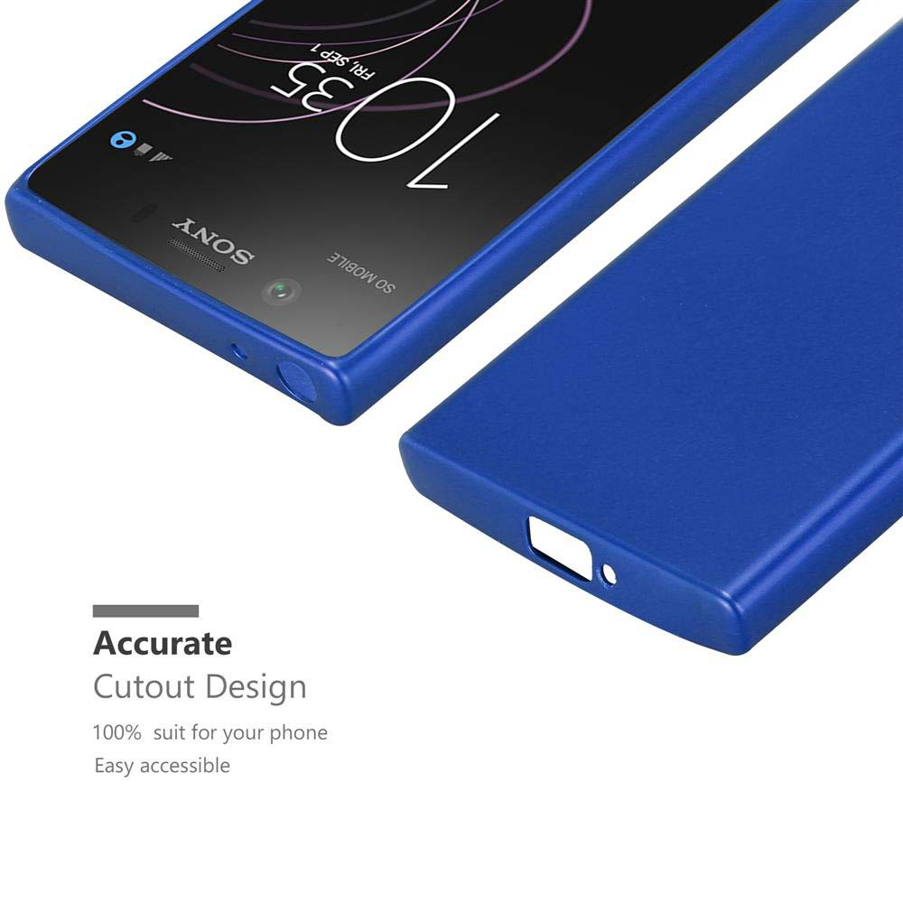 Due custodie blu per telefono con telefoni all'interno. Testo: 'Accurate, Cutout Design' e '100% suit for phone'.
