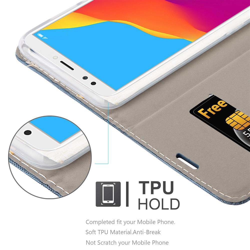 Telefono in custodia con carta di credito. Testo di tenuta TPU in basso.
