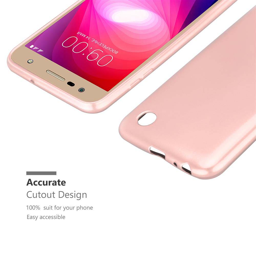 Un telefono con una custodia protettiva. Il telefono è rosa, la custodia è dello stesso colore rosa.