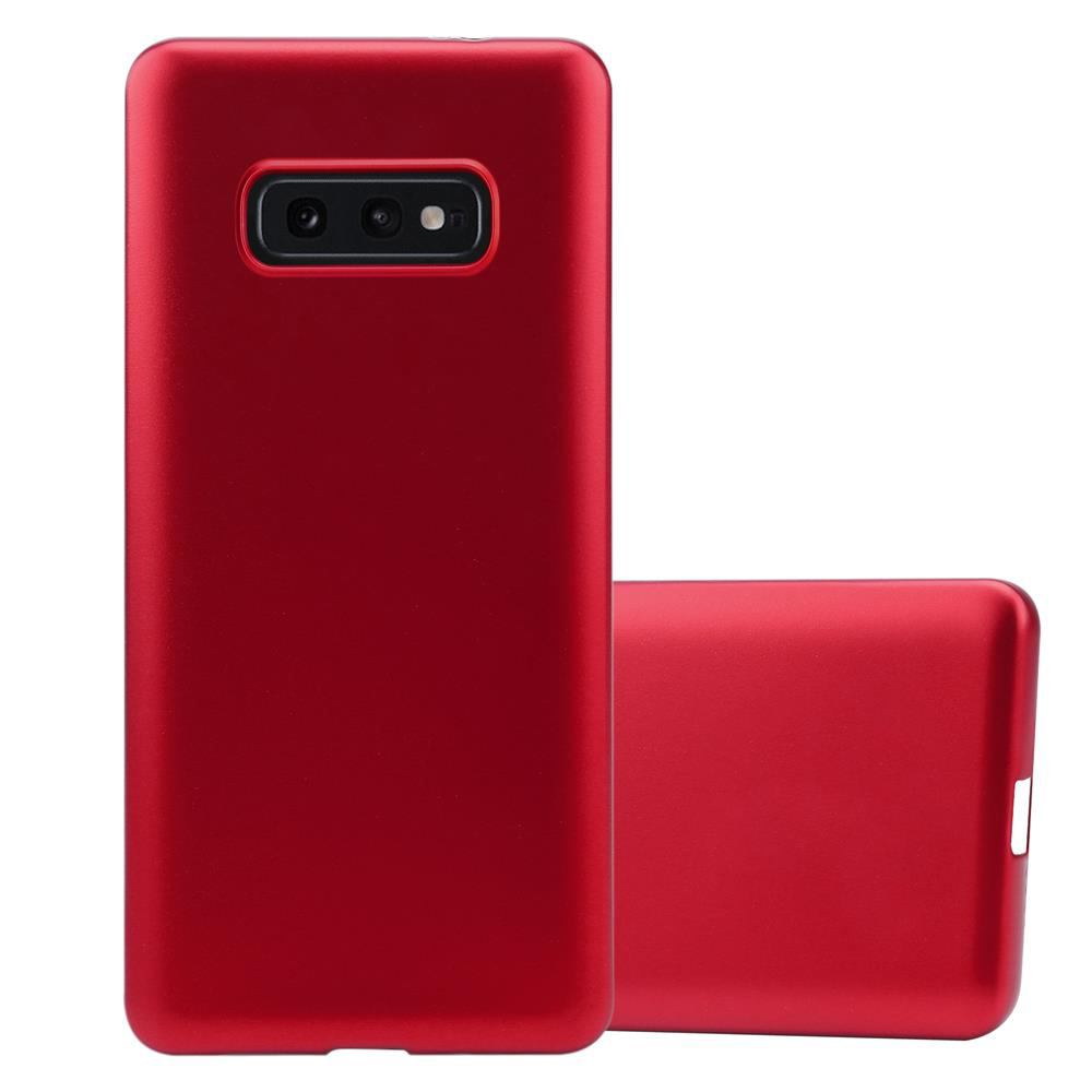 Due custodie per telefoni rosse, una in piedi e una sdraiata.