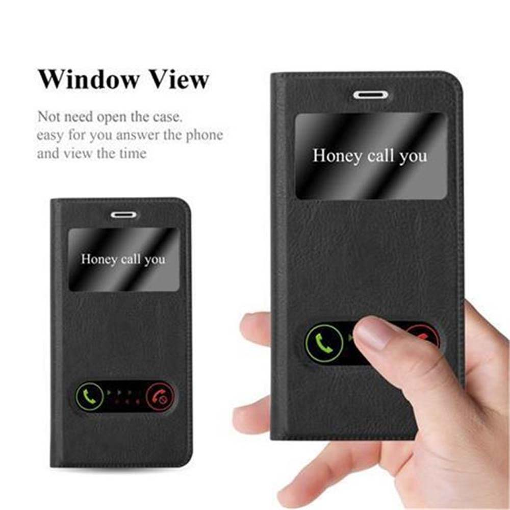 Zwei Handyhüllen. Text: Fensteransicht. Ein Bildschirm liest Honey Call you. Der andere zeigt ein Wählsymbol.