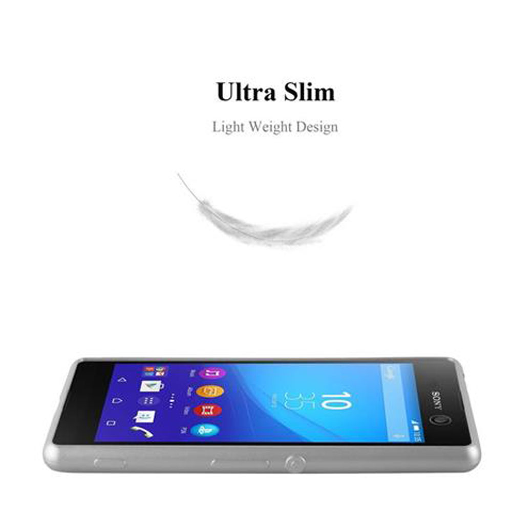 Un telefono con schermo blu e custodia argentata, con una piuma sopra.