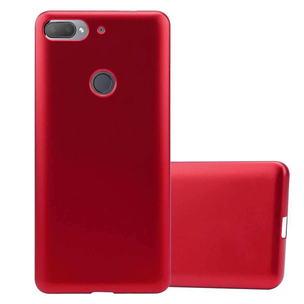 Custodia per telefono rossa. Sono visibili due custodie. Una è in piedi e l'altra è sdraiata.